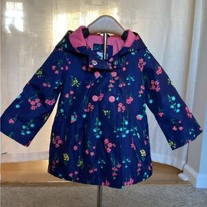 Carter's Blue and Pink Floral Raincoat with Hood
